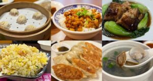 台湾初心者向けの定番台湾料理。小籠包、牛肉麺、滷肉飯、鍋貼、蛤蜊湯、東坡肉の写真